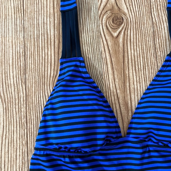 Purple &  black Stripe Halter Tankini Bathing Suit Swim Top Nwt  small/p - Picture 5 of 13